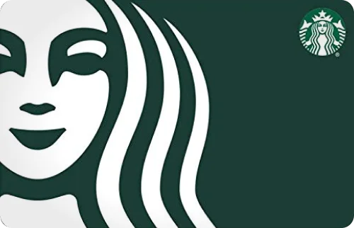 Image of a virtual gift card from Starbucks, featuring the Starbucks logo and signature mermaid icon.