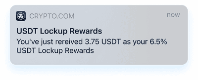 Pop-up notification from the Crypto.com App that tells you your staking rewards