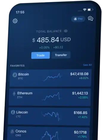 Crypto.com app download section phone screen